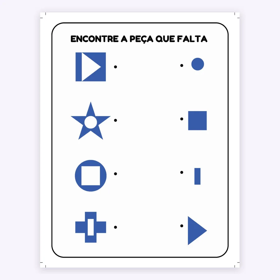 Atividade “Encontre a peça que falta”, com formas e sombras