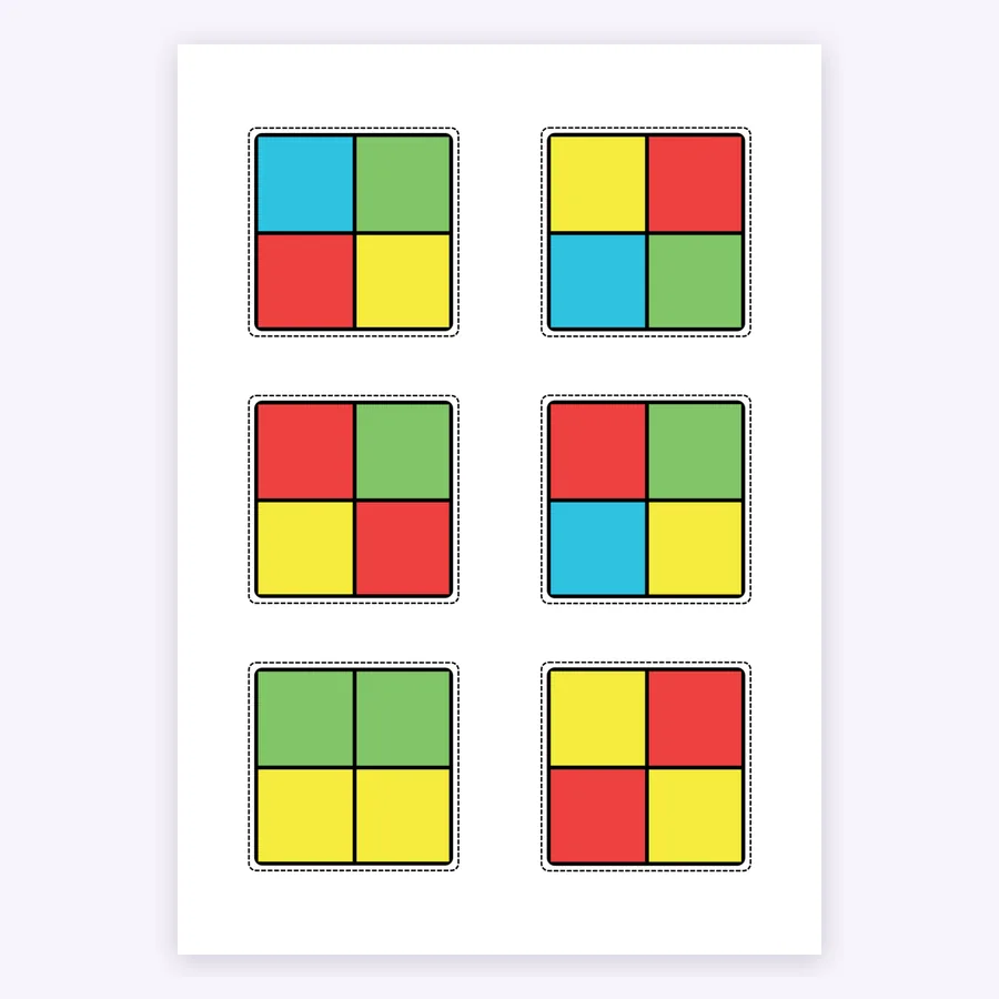 Cartelas de cores do Jogo de Foco