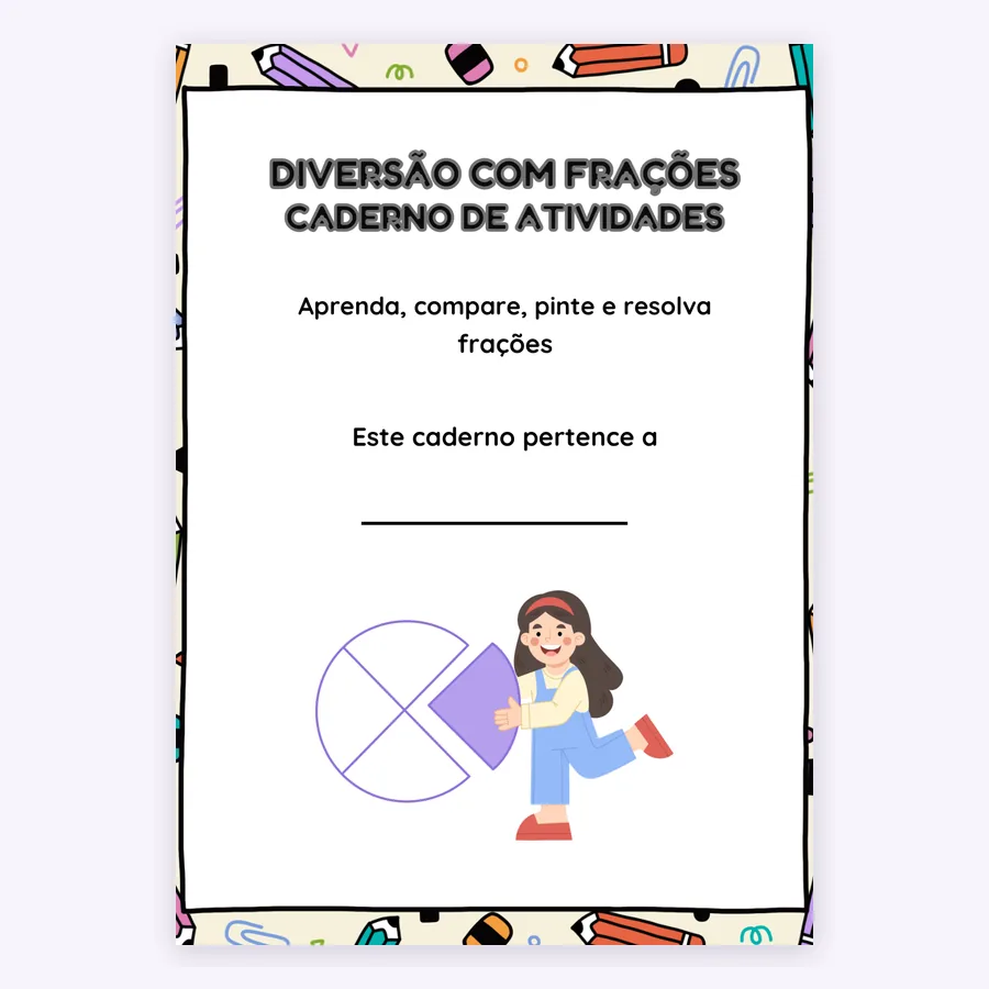 Capa do caderno Diversão com Frações